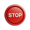3d red round stop button isolated on white or transparent background Royalty Free Stock Photo
