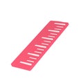 3D red Ruler icon school isolated with clipping path. Simple office supplies. Rule measure length scale. Trendy and