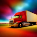 3D  of red sleeper semi truck on the white background. Royalty Free Stock Photo