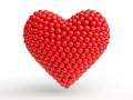 3d red spheres arranged to make a heart shape