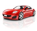 3D Red Sport Car on White Background Royalty Free Stock Photo