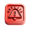 3d red square alert button with warning bell icon isolated on white or transparent background Royalty Free Stock Photo