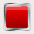 3d red square button. Vector illustration. Royalty Free Stock Photo