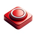 3d red square push button with glossy circular center and metallic ring isolated on white or transparent background Royalty Free Stock Photo