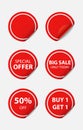 3D red sticker tag sale isolated on white background, vector illustration Royalty Free Stock Photo