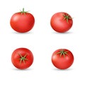 3d red tomato, realistic whole vegetables. Healthy kitchen fruit, food isolated different angles view, for juice, salad