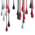 3D red, white and black glossy paint drop blobs