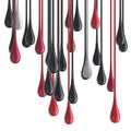 3D red, white and black glossy paint drop blobs