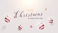 3d Red and white Christmas ball ornaments hanging gold rope. Vector illustration Royalty Free Stock Photo