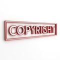 3D Red and White Copyright Symbol in a Rectangular Frame icon legal Royalty Free Stock Photo