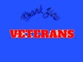 3D Red and White 'VETERANS' Text with Blue Cursive Script on Solid Blue Royalty Free Stock Photo
