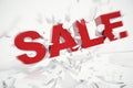 3D Rednering Sale fallen word. 3D red sale word isolated over white background with crack earth. Royalty Free Stock Photo