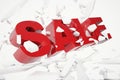 3D Rednering Sale fallen word. 3D red sale word isolated over white background with crack earth. Royalty Free Stock Photo