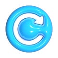 3D Refresh Arrow Icon in Blue Circle on White Background Royalty Free Stock Photo