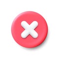 3d rejection icon. Cancel cross or delete sign. Forbidden x symbol. Wrong answer. Vector