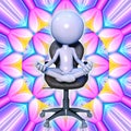3d relaxed figure sitting and meditating on office chair Royalty Free Stock Photo