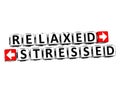 3D Relaxed Stressed Button Click Here Block Text Royalty Free Stock Photo