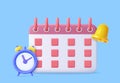 3D reminder in calendar Royalty Free Stock Photo