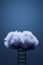 3d render Abstact stage podium background, Ladder to cloud podium, backdrop star at night for product display, mock up and