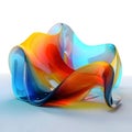 3d render abstract art of surreal 3d cube or box in curve wavy organic biological lines forms in transparent rubber plastic