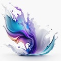 3d render, abstract background, blue and purple paint splashing generative AI Generative AI Royalty Free Stock Photo