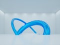3d render, abstract background, empty podium under the giant glossy metallic torus object with light reflections
