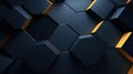 3d render, abstract background with hexagons, dark blue and gold colors Generative AI Royalty Free Stock Photo