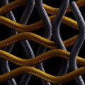 3d render, abstract background with interlaced grid, golden and black snakes, metallic scales texture. Royalty Free Stock Photo