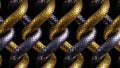 3d render, abstract background with interlaced net, golden and black snakes, metallic scales texture. Royalty Free Stock Photo