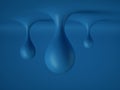 3d render, abstract background, minimal concept, clean style. Hanging blue paint drops. Royalty Free Stock Photo