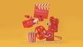 3d rendering abstract background of movie-cinema element movie,cinema,entertainment concept