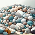 3d render of abstract background with multicolored pebbles AI generated