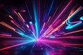 3d render, abstract background with neon lights, ultraviolet rays and lines