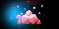 3d render. Abstract background with a polygon, neon light Royalty Free Stock Photo