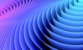 3D render abstract background of smooth lines of spline from light blue to purple color waves with dof