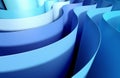 3D render abstract background of smooth lines of splines blue color with a dof