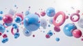 3d render of abstract background with spheres in blue and pink colors Royalty Free Stock Photo