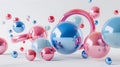 3d render of abstract background with spheres in blue and pink colors Royalty Free Stock Photo