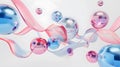 3d render of abstract background with spheres in blue and pink colors Royalty Free Stock Photo