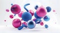 3d render of abstract background with spheres in blue and pink colors Royalty Free Stock Photo