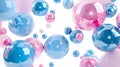 3d render of abstract background with spheres in blue and pink colors Royalty Free Stock Photo