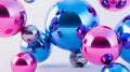 3d render of abstract background with spheres in blue and pink colors Royalty Free Stock Photo