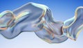Transparent glossy glass ribbon. Curved wave in motion.