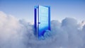 3d render, abstract background, white clouds with blue door opening, opportunity concept Royalty Free Stock Photo