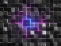 3d render, abstract black metallic faceted background, pink glowing neon light, square tiles, modern geometric texture Royalty Free Stock Photo