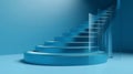 3d render abstract blue background empty staircase pedes. Generative ai Royalty Free Stock Photo