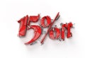 3D Render Abstract Broken 15% Sale OFF Discount Banner 3D Illustration Design Royalty Free Stock Photo