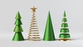 3d render, abstract Christmas tree collection, festive infographics. Holiday statistics, business metaphor. Modern minimal holiday