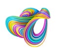 3d render, abstract colorful distorted twisted shape, tangled strings and loop, creative clip art isolated on white background Royalty Free Stock Photo