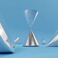 3d render of abstract composition with steel cone in the center